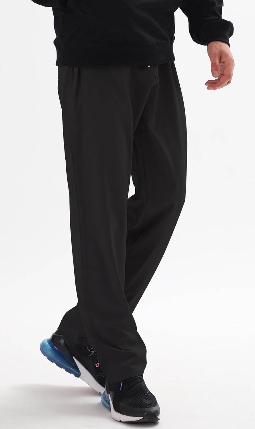 Men's Elastic Waist Hiking Pants Water Resistant Quick-Dry Lightweight Outdoor Sweatpants with Zipper Pockets