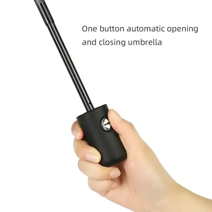8-Bone Automatic Folding Windproof Waterproof Umbrella - 1-Click Open/Close, UV-Blocking Black Glue, Portable Travel Essential for Men and Women