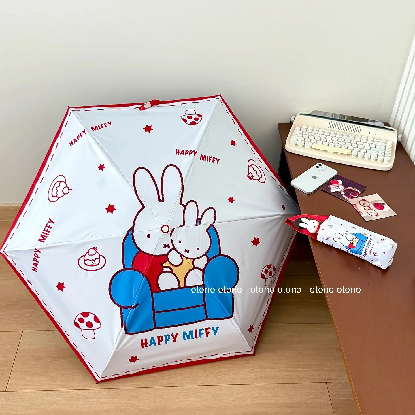 Kawaii Miffy Rabbit Umbrella Cute Cartoon Doll on Ins Portable Sun Protection Umbrella That Can Be Used in All Weather