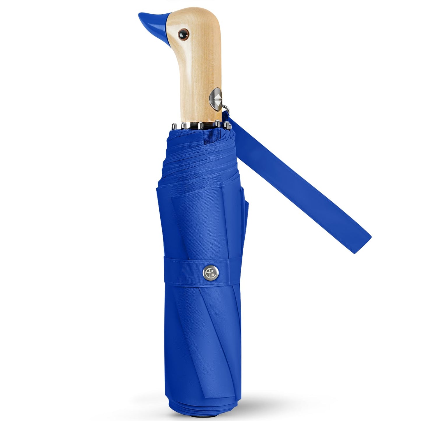 Duck Umbrella Cute Automatic Travel Size Compact Folding for Adults | Automatic duck wooden handle,Fit in handbag/backpack/suitcase,ideal gifts for women and kids