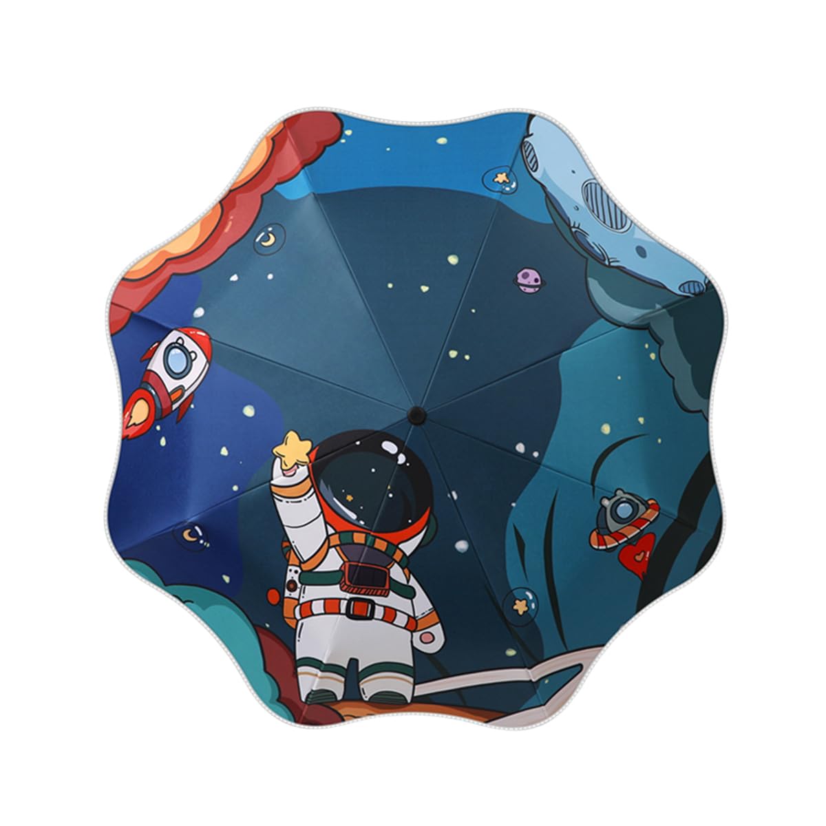 Rounded Corner Folding Umbrella Anti-UV Compact Durable Umbrella Auto Open/Close Lightweight Backpack Cute Cartoon Umbrella for Girls & Boys