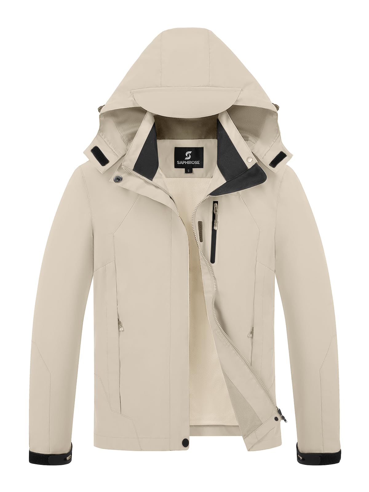 Womens Waterproof Rain jacket Lightweight Raincoat with Removable Hood | rain coat, windbreaker, breathable, 4 zip pockets, velcro cuffs, 2-way storm flap, mesh lining, active outdoor, camping