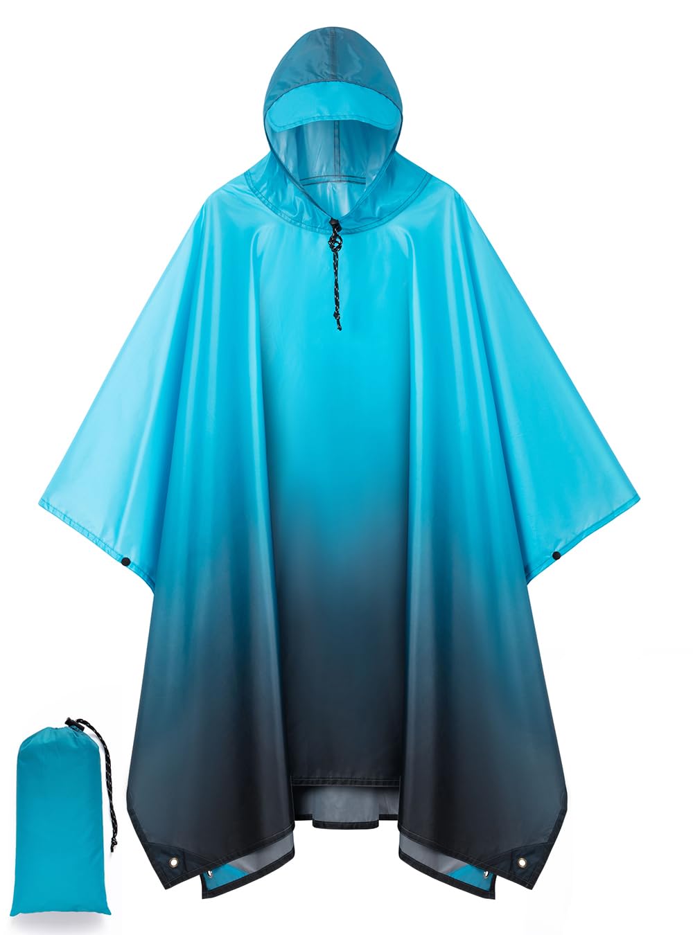 Hooded Rain Poncho for Adult, Waterproof Raincoat for Hiking Camping