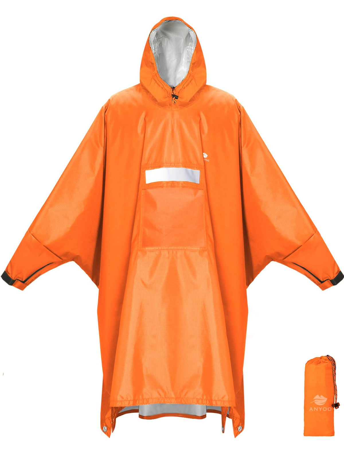 ANYOO Hooded Rain Poncho for Adult Waterproof Lightweight Raincoat | Reusable Rain Jacket for Men Women Portable Pouch & Packable Design,Emergency Travel Rain Ponchos for Outdoor Hiking Camping