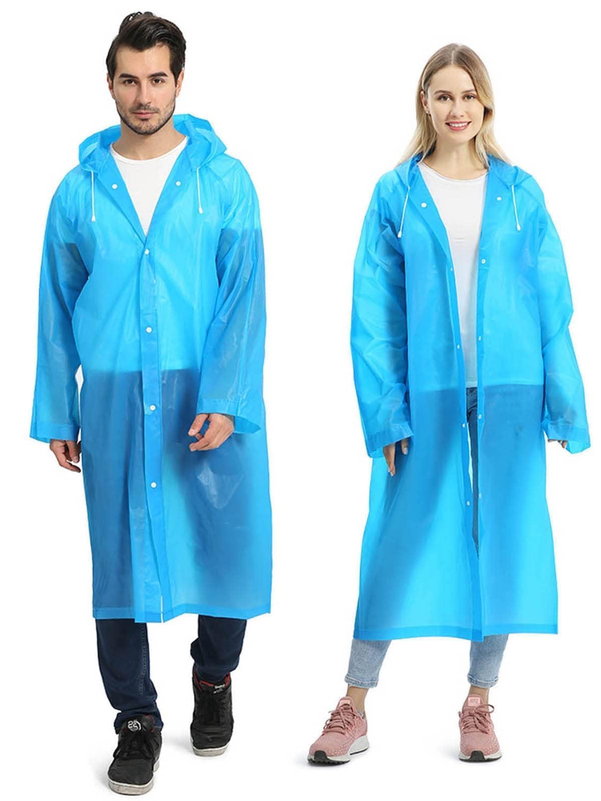 Opret 2 Pack Raincoats for Adults Reusable, EVA Rain Ponchos Lightweight Rain Coat Waterproof Rain Gear for Men and Women