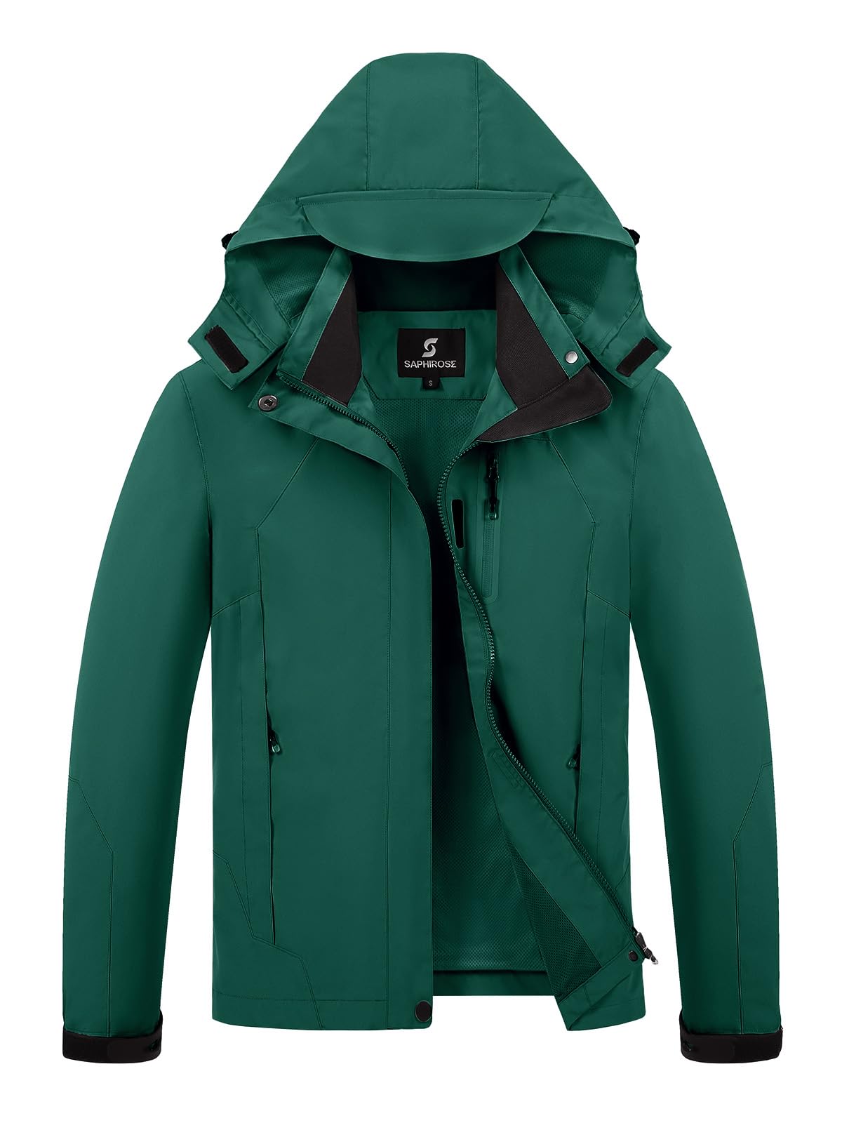 Womens Waterproof Rain jacket Lightweight Raincoat with Removable Hood | rain coat, windbreaker, breathable, 4 zip pockets, velcro cuffs, 2-way storm flap, mesh lining, active outdoor, camping