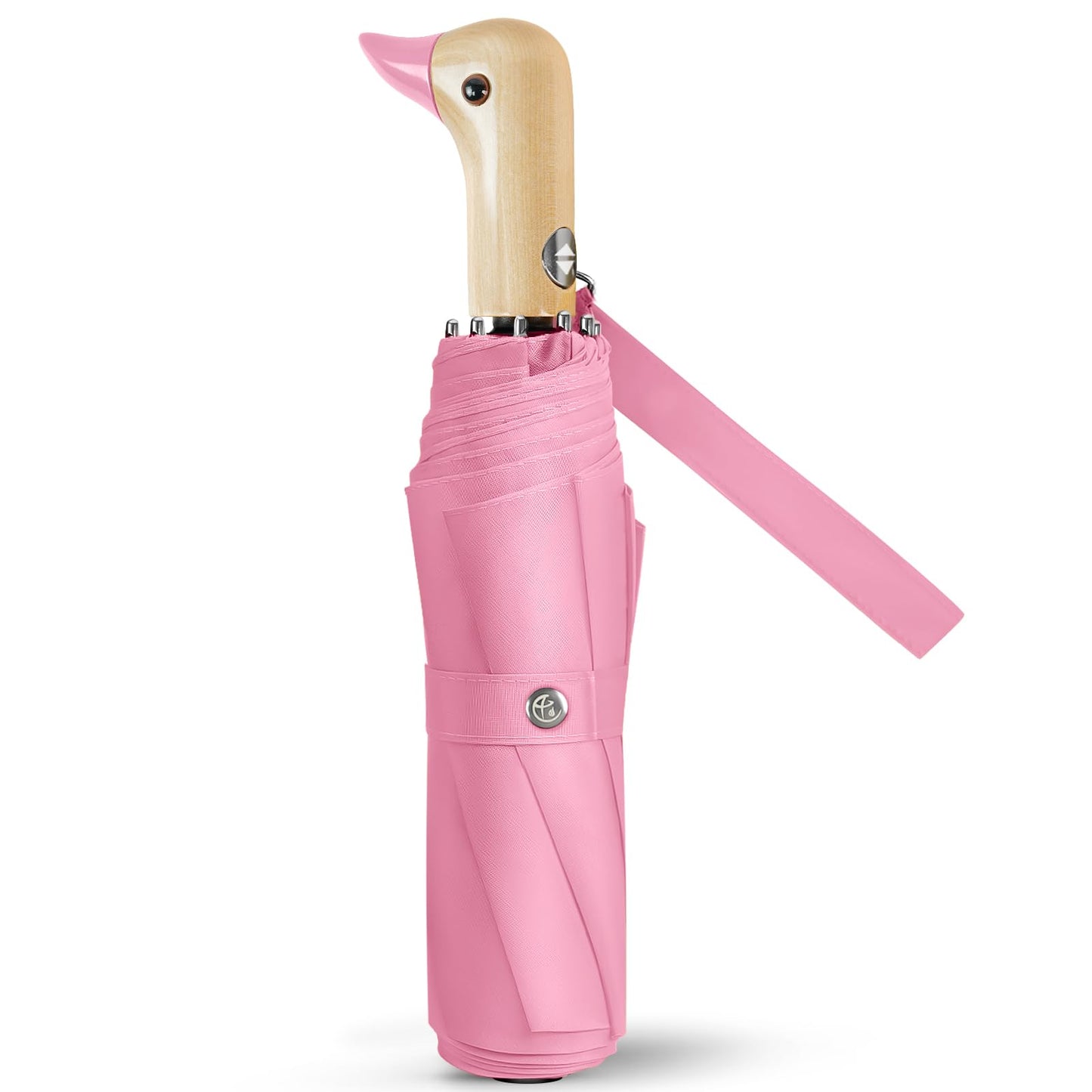 Duck Umbrella Cute Automatic Travel Size Compact Folding for Adults | Automatic duck wooden handle,Fit in handbag/backpack/suitcase,ideal gifts for women and kids