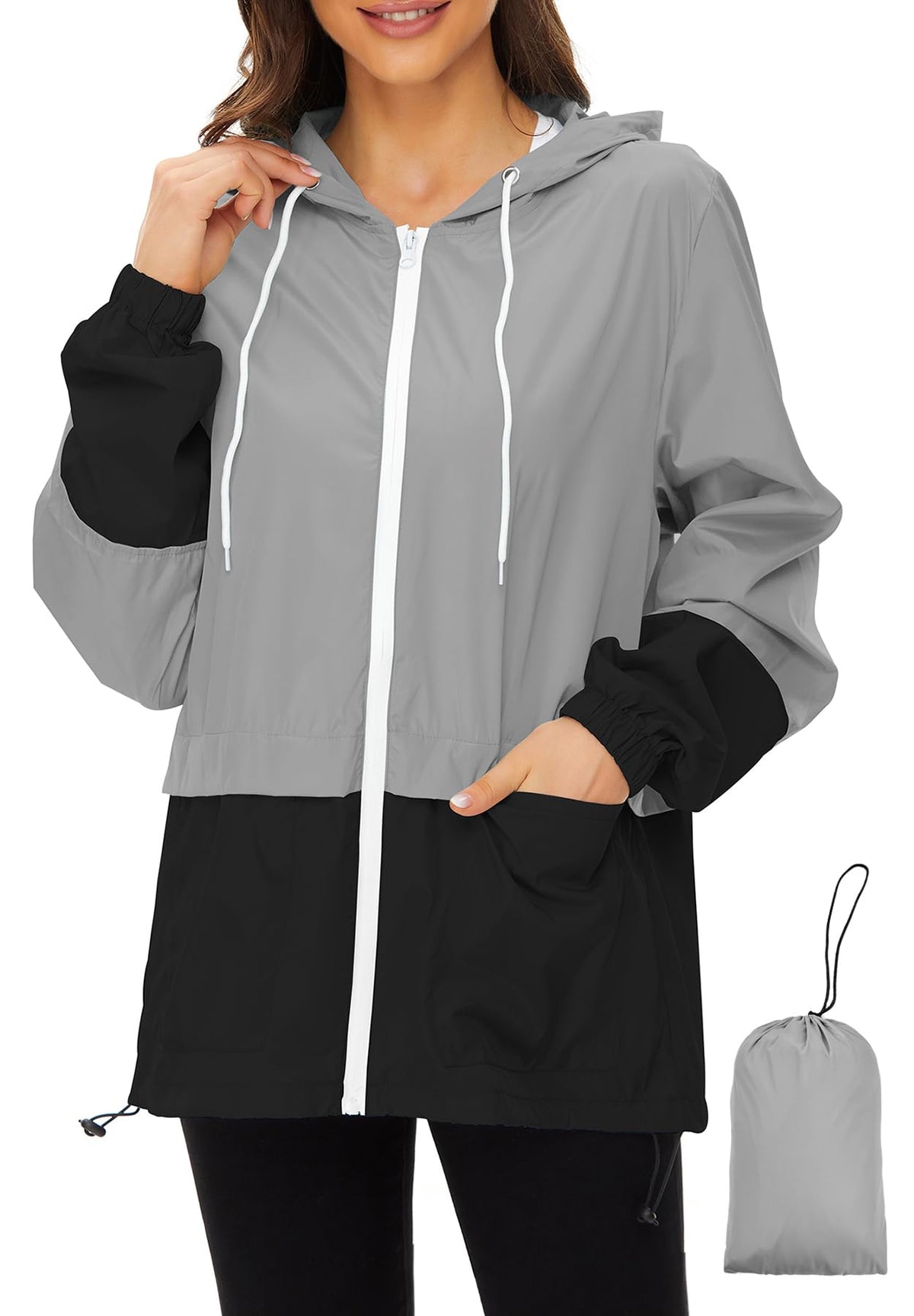 Zando Lightweight Rain Jacket Women Packable Waterproof Raincoat with Hood | Windbreaker Jacket Women, Light Raincoats for Drizzle, Rain Coats for Travel, Hiking and Commute
