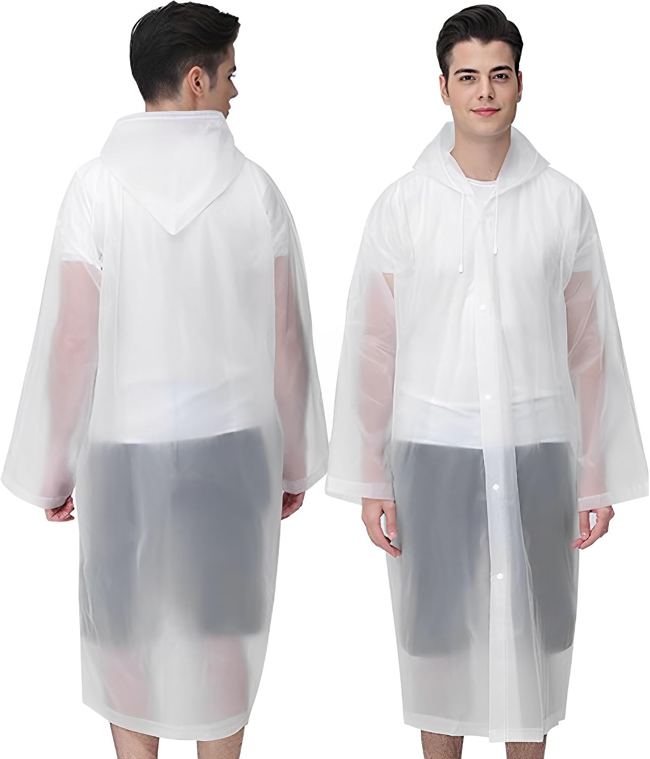 Cosowe Rain Ponchos for Adults Reusable, 2 Pcs Raincoats Emergency for Women Men with Hood and Drawstring