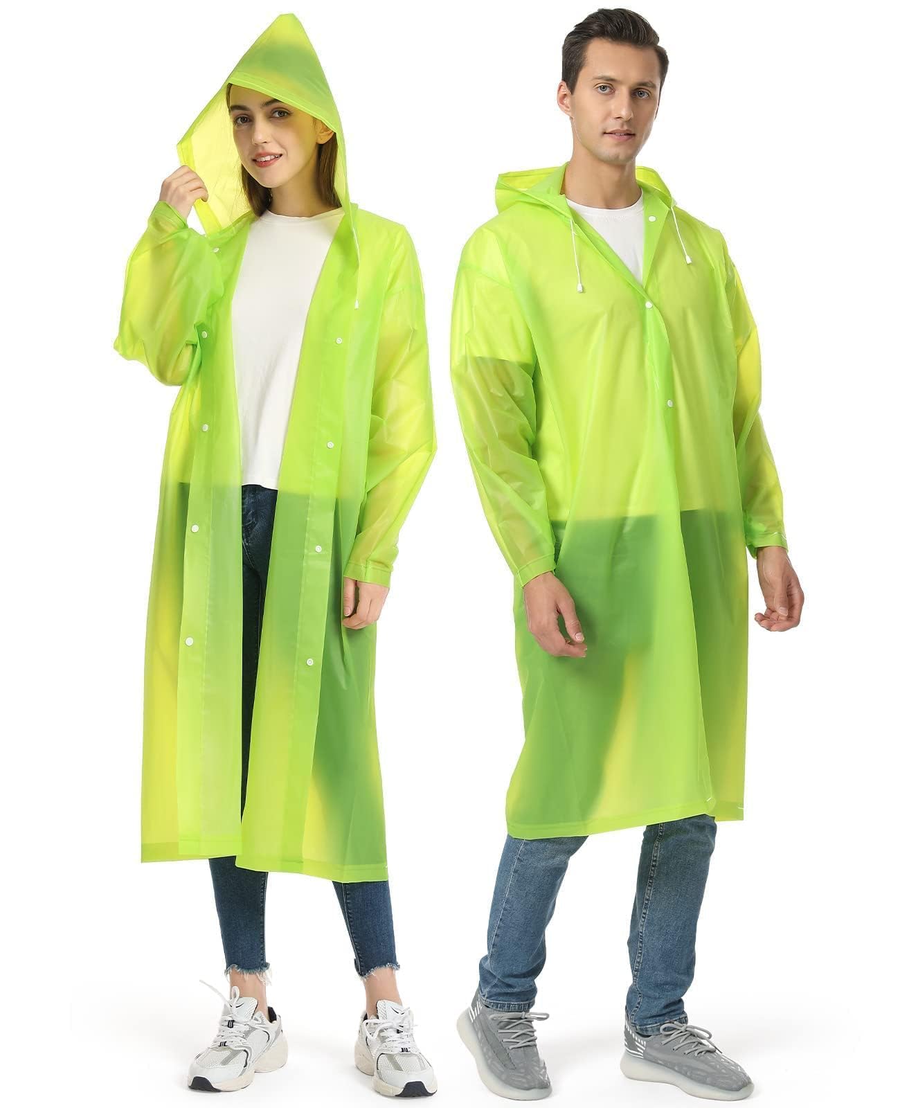 Opret 2 Pack Raincoats for Adults Reusable, EVA Rain Ponchos Lightweight Rain Coat Waterproof Rain Gear for Men and Women
