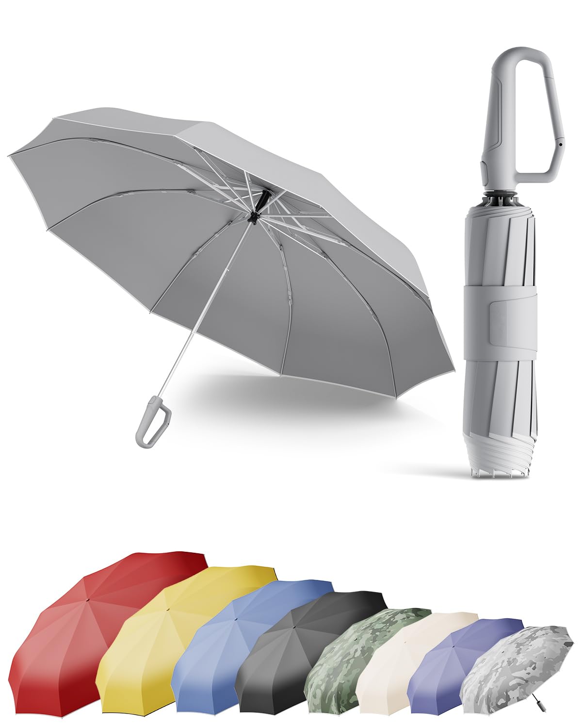 Windproof Travel Umbrella for Rain, Withstand 85MPH Winds, 52 Inch Automatic Reverse Fold Umbrellas Easy Auto Open Close, Portable Compact Umbrella Includes Cover Bag, Perfect for Travel, Car, Commute, Women Men, Backpack