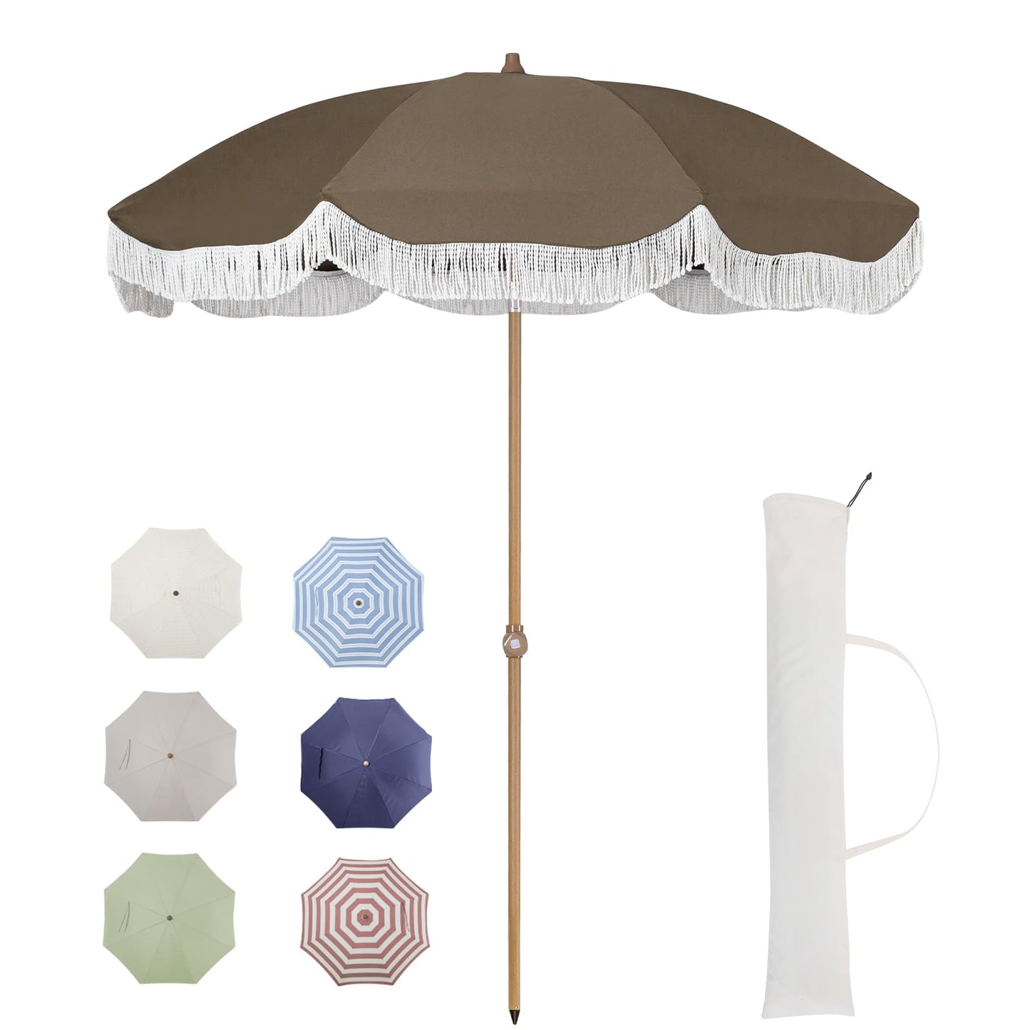 Tempera Heavy Duty High Wind Beach Umbrella with Sand Anchor & Carry Bag | Patio Outdoor Umbrella with Aluminum Frame and Push Button Tilt, Ideal for Garden Lawn, UPF 60+