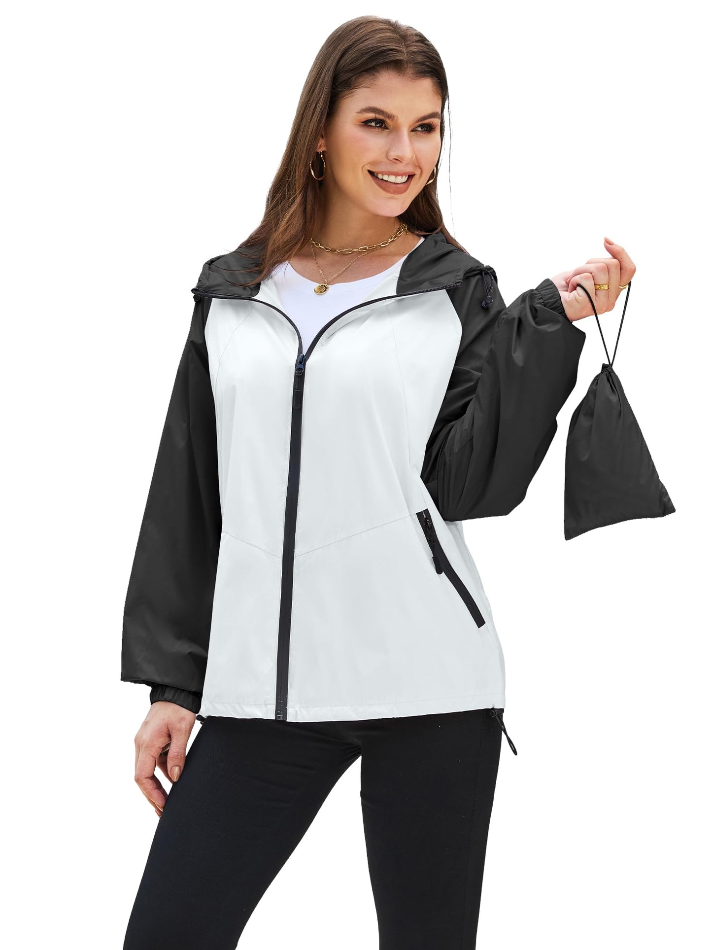 PITINAN Lightweight Rain Jacket Women Packable with Hood Travel XS-3XL | Lightweight, Packable, Folds into Pouch, Ultra Thin, Waterproof Shell Jacket Women,For Hiking/Travel Outdoor