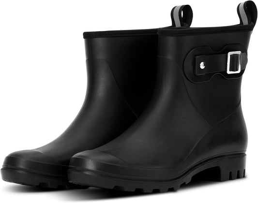 Short Rain Boots for Women Waterproof Chelsea Ankle Rubber Garden Shoe | Non-Slip Rubber Boots Lightweight Outdoor Gardening Shoes Work Booties with Arch Support Removable Comfort Insole