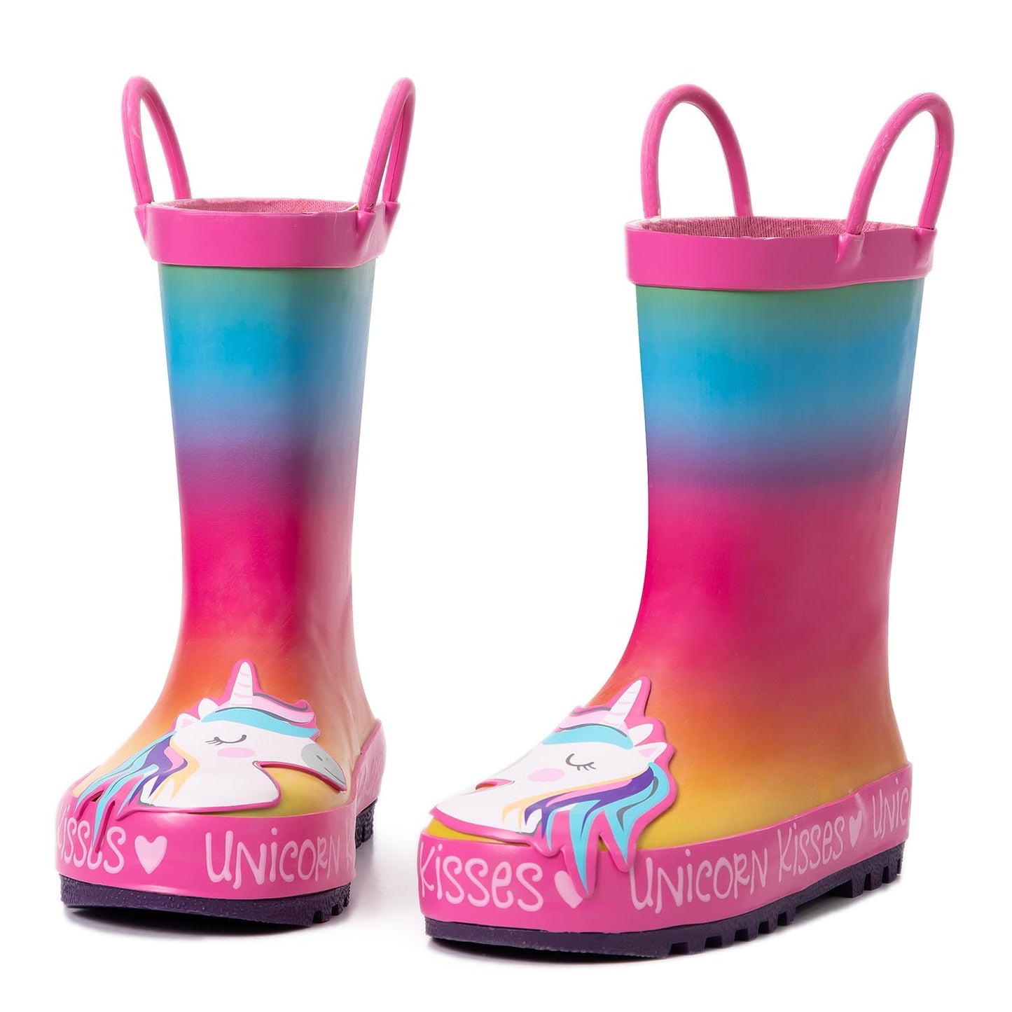 Kids Rain Boots Waterproof Printed Rubber boots with Handles | Slip on, Double Handles,Slip Resistant