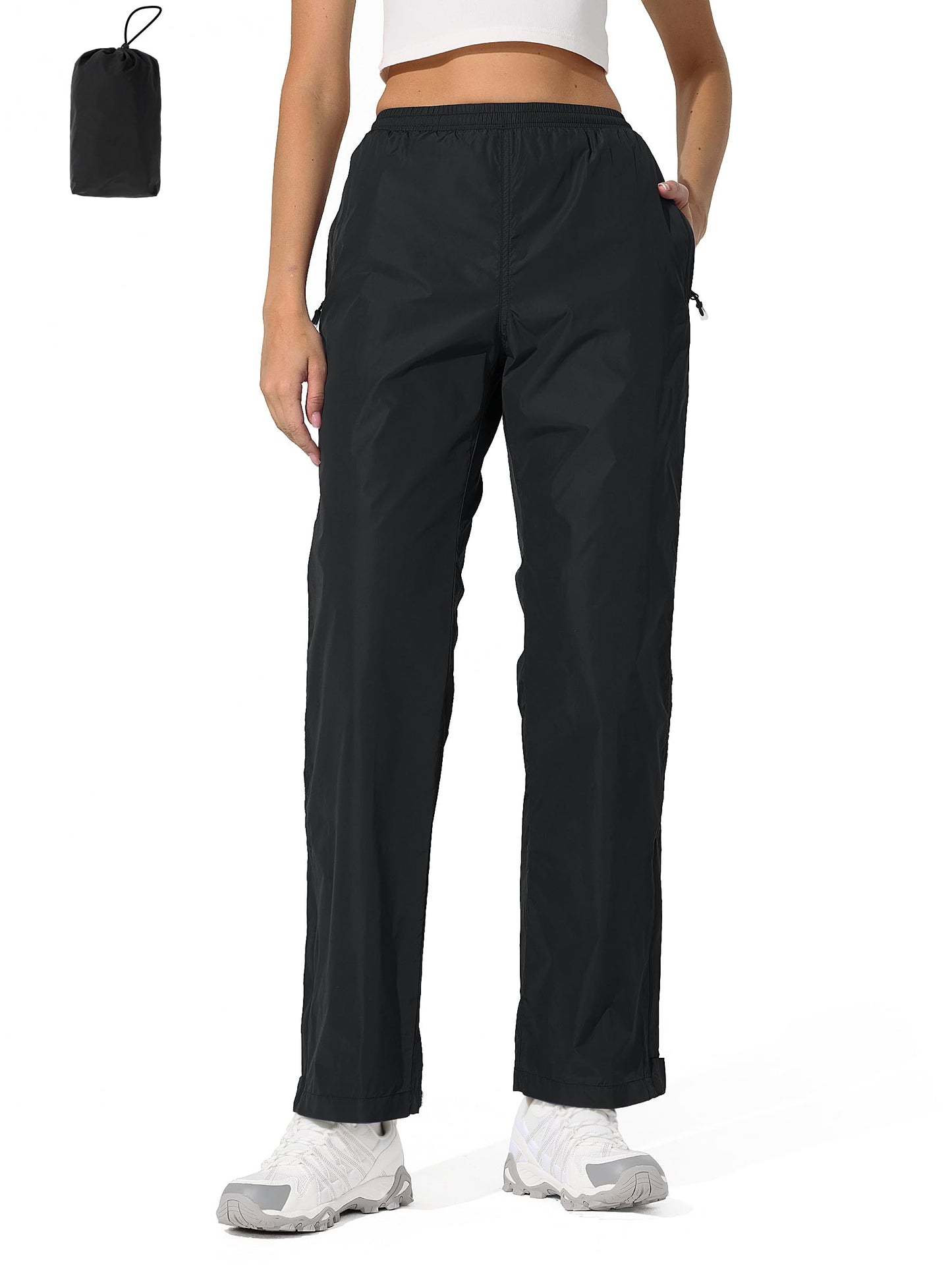 UIQUR Womens Rain Pants Waterproof Lightweight Packable Pants | Half Leg Zip Pant Cuffs for Hiking, Cycling, Running, Fishing ,Golf,Rainy-day work,And Other Outdoor Activities