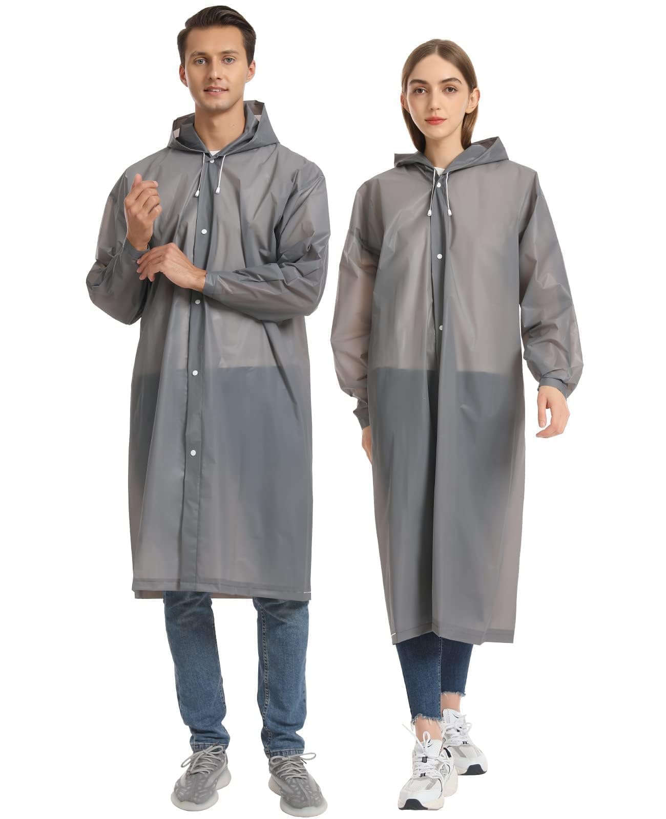 Opret 2 Pack Raincoats for Adults Reusable, EVA Rain Ponchos Lightweight Rain Coat Waterproof Rain Gear for Men and Women