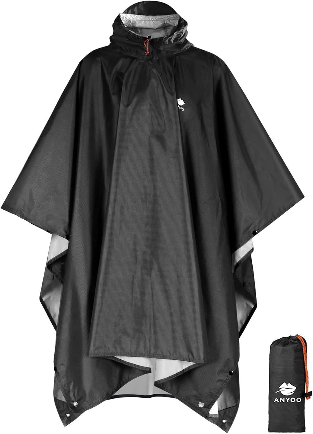 ANYOO Hooded Rain Poncho for Adult Waterproof Lightweight Raincoat | Reusable Rain Jacket for Men Women Portable Pouch & Packable Design,Emergency Travel Rain Ponchos for Outdoor Hiking Camping
