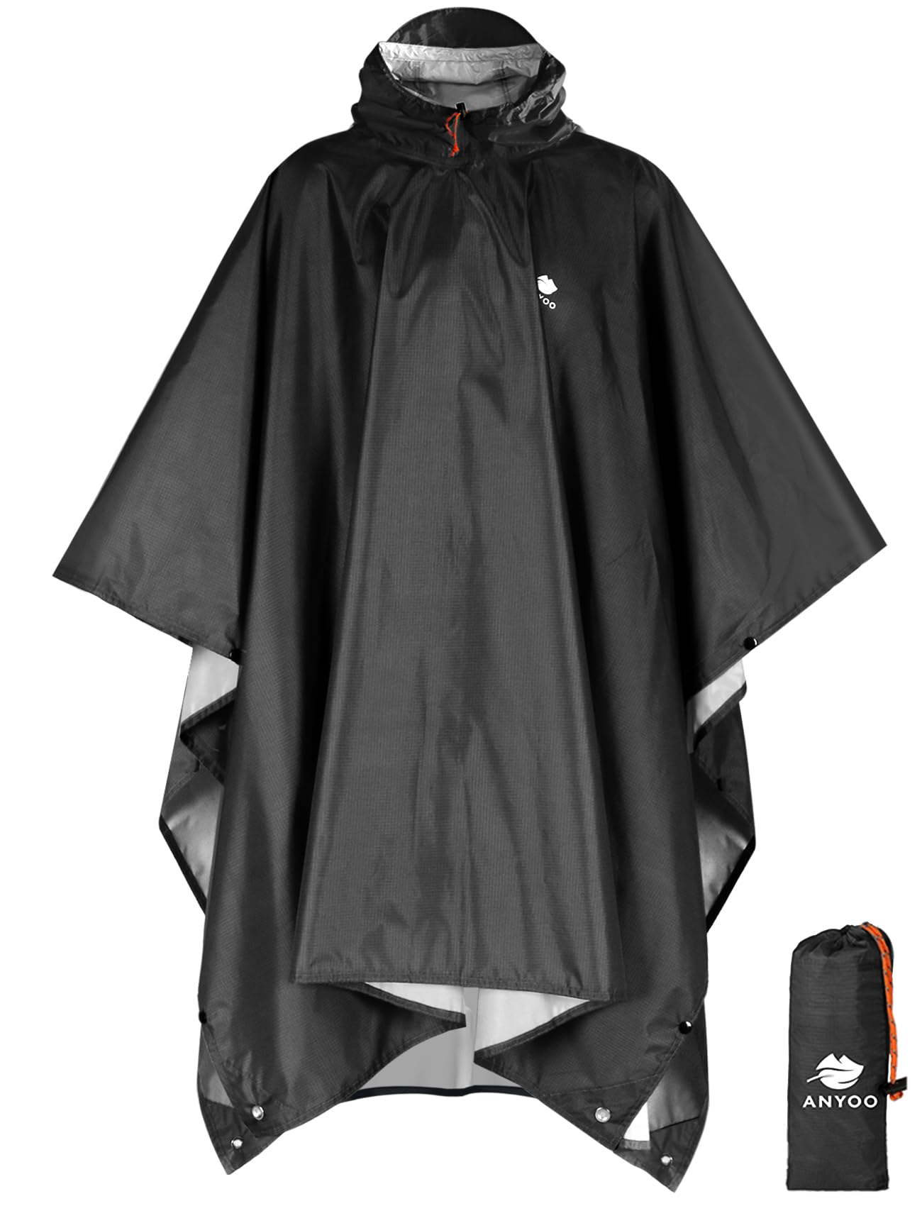 ANYOO Hooded Rain Poncho for Adult Waterproof Lightweight Raincoat | Reusable Rain Jacket for Men Women Portable Pouch & Packable Design,Emergency Travel Rain Ponchos for Outdoor Hiking Camping