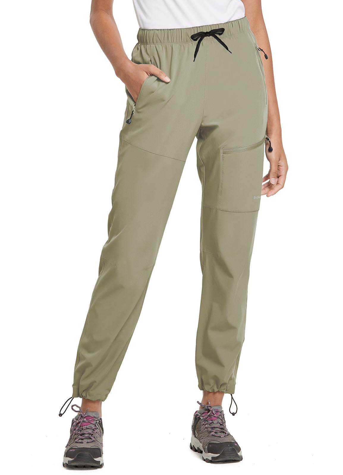 baleaf Women's Hiking Pants Quick Dry Lightweight Water Resistant Elastic Waist Cargo Pants for All Seasons | Petite/Reguar/Tall sizing,Zip Pockets, Water Resistant,breathable Cargo Pants for Travel Camping