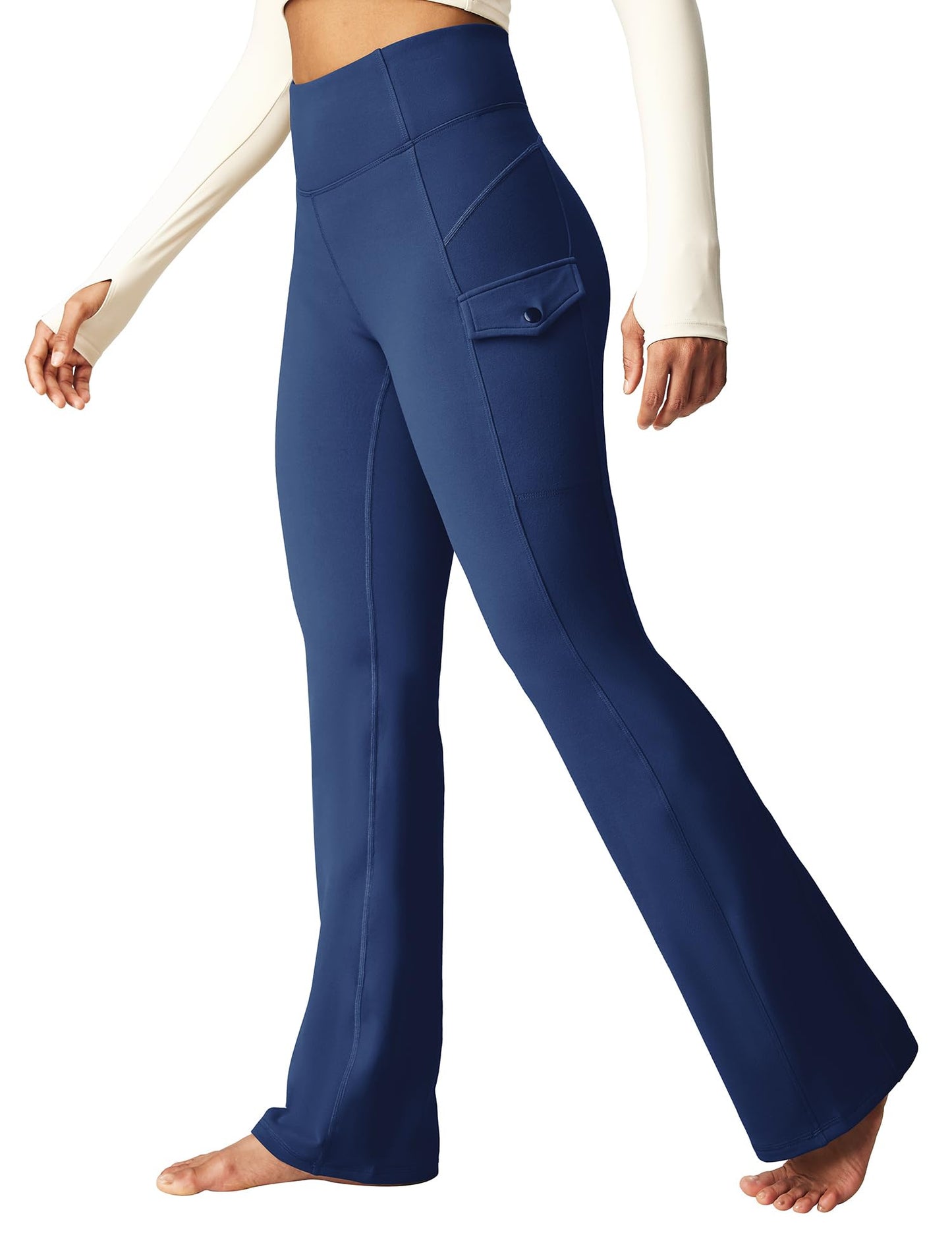 Cargo Pants Women Fleece Lined Leggings Waterproof Hiking Pants Women Thermal Pants Warm Wide Leg Sweatpants Winter