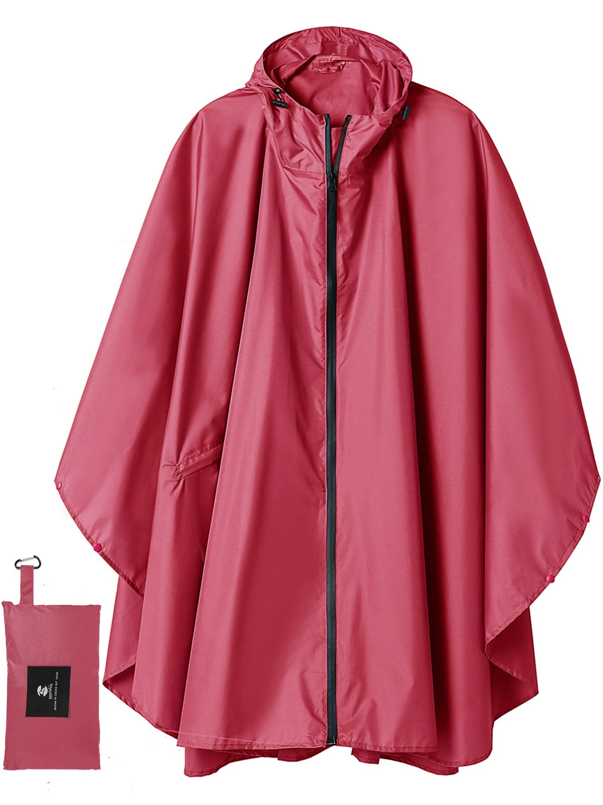SaphiRose Adult Rain Poncho Waterproof Hooded Zipper Raincoat with Pockets | OEKO-TEX Certified 100% Polyester, Lightweight Packable Storage Pouch, Heat-Sealed Seams, Quick-Dry for Outdoor Hiking