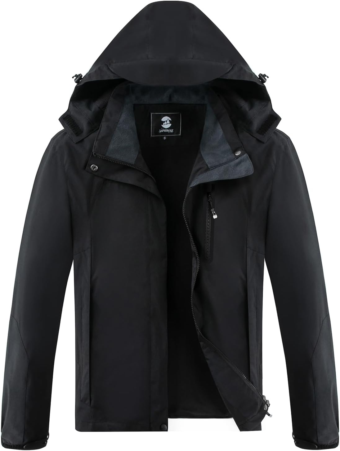 Womens Waterproof Rain jacket Lightweight Raincoat with Removable Hood | rain coat, windbreaker, breathable, 4 zip pockets, velcro cuffs, 2-way storm flap, mesh lining, active outdoor, camping