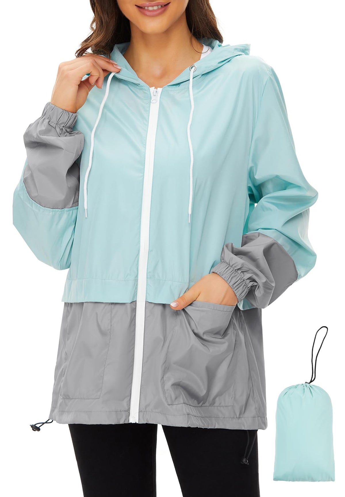 Zando Lightweight Rain Jacket Women Packable Waterproof Raincoat with Hood | Windbreaker Jacket Women, Light Raincoats for Drizzle, Rain Coats for Travel, Hiking and Commute