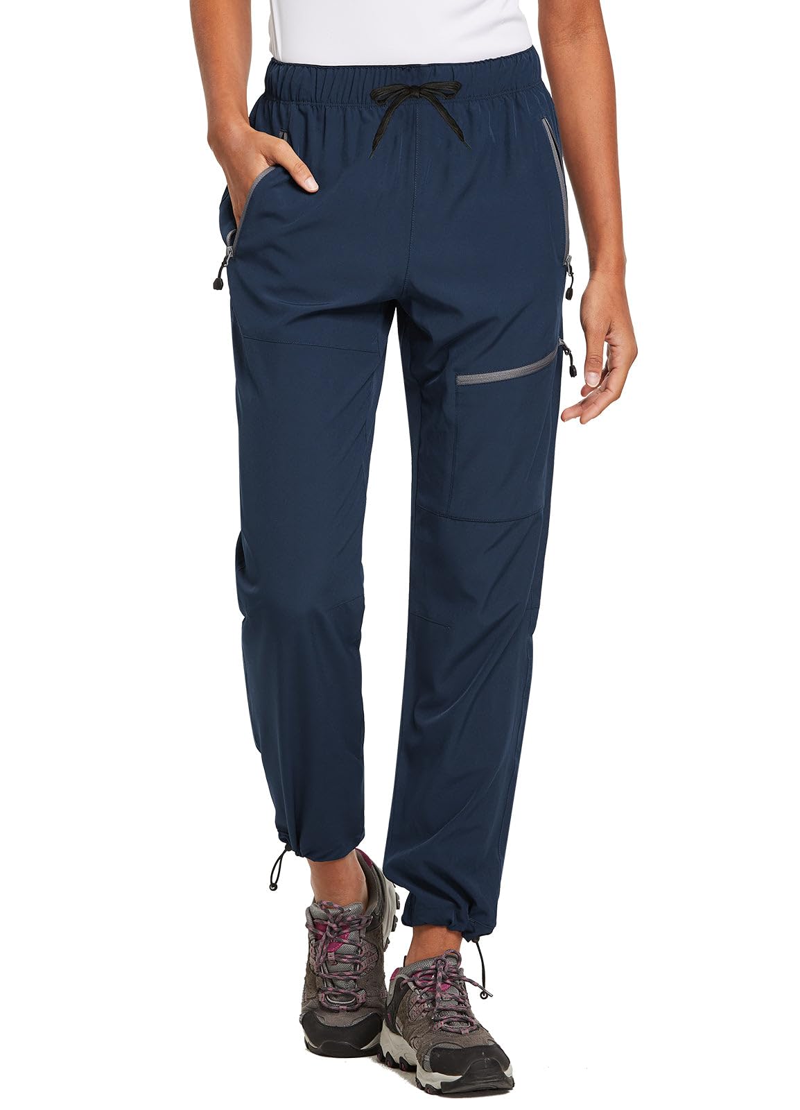 baleaf Women's Hiking Pants Quick Dry Lightweight Water Resistant Elastic Waist Cargo Pants for All Seasons | Petite/Reguar/Tall sizing,Zip Pockets, Water Resistant,breathable Cargo Pants for Travel Camping