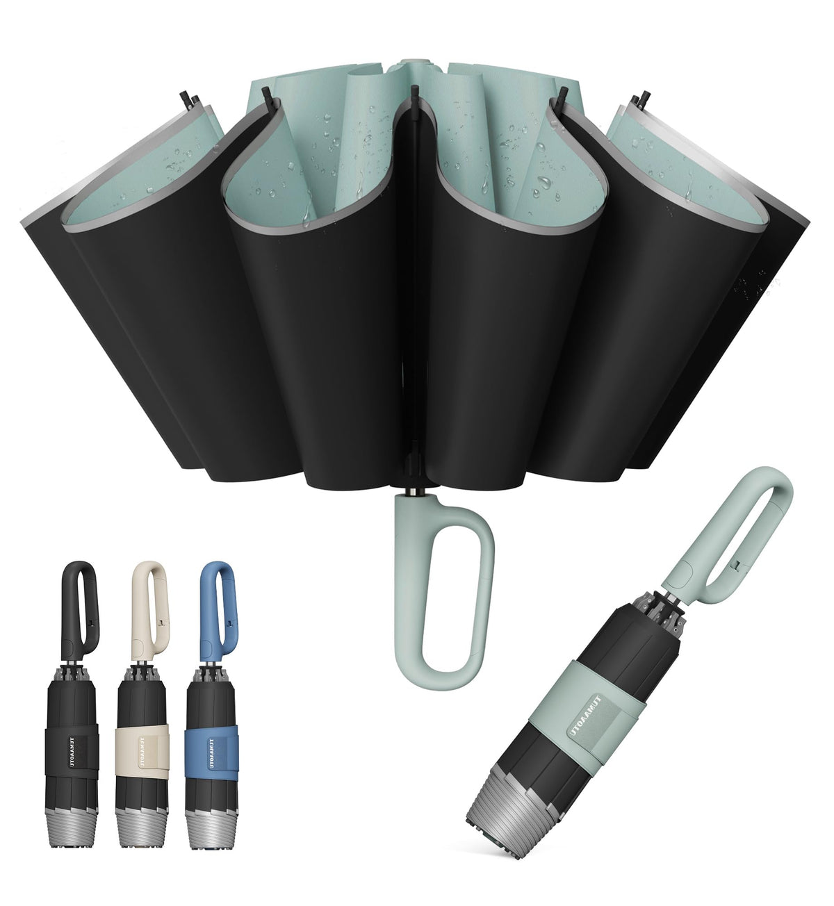 QWB Inverted Umbrella With Auto Open Close Windproof Compact Travel