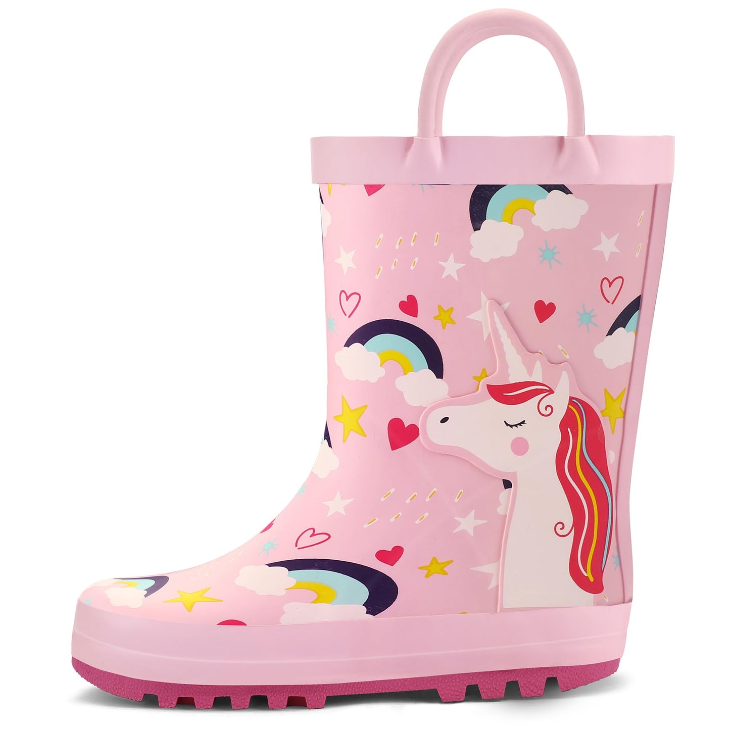 Kids Rain Boots Waterproof Printed Rubber boots with Handles | Slip on, Double Handles,Slip Resistant