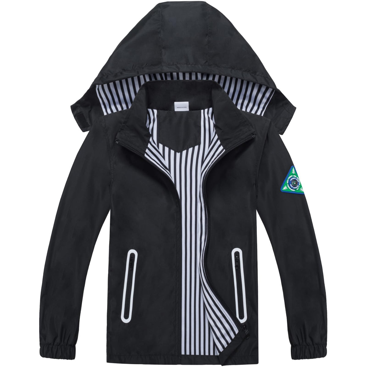 Boys Rain Jacket with Detachable Hood Lightweight Raincoats for Kids
