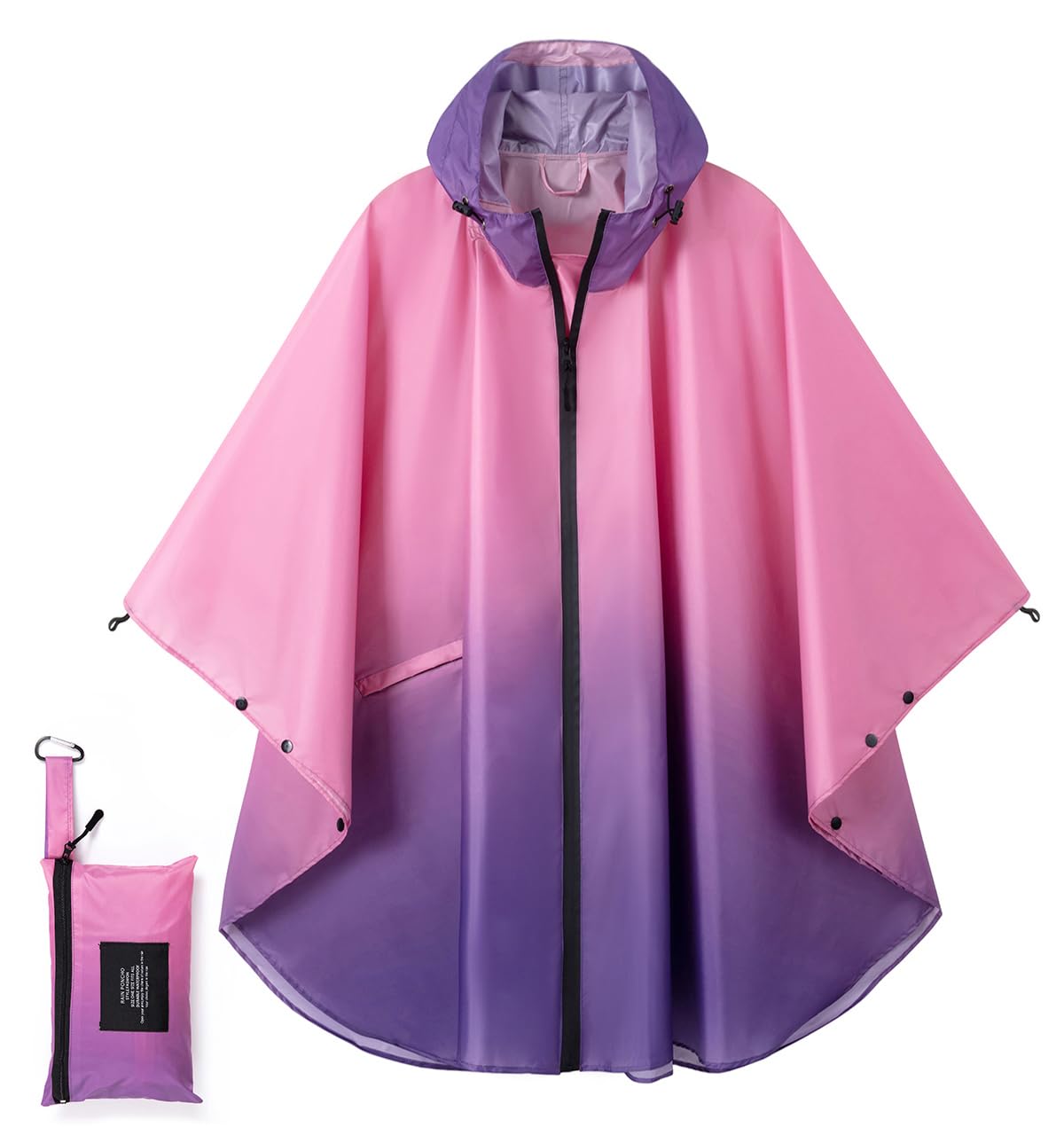 Fashion Hooded Rain Poncho Waterproof Raincoat Jacket with pocket for Women/Men/Adult