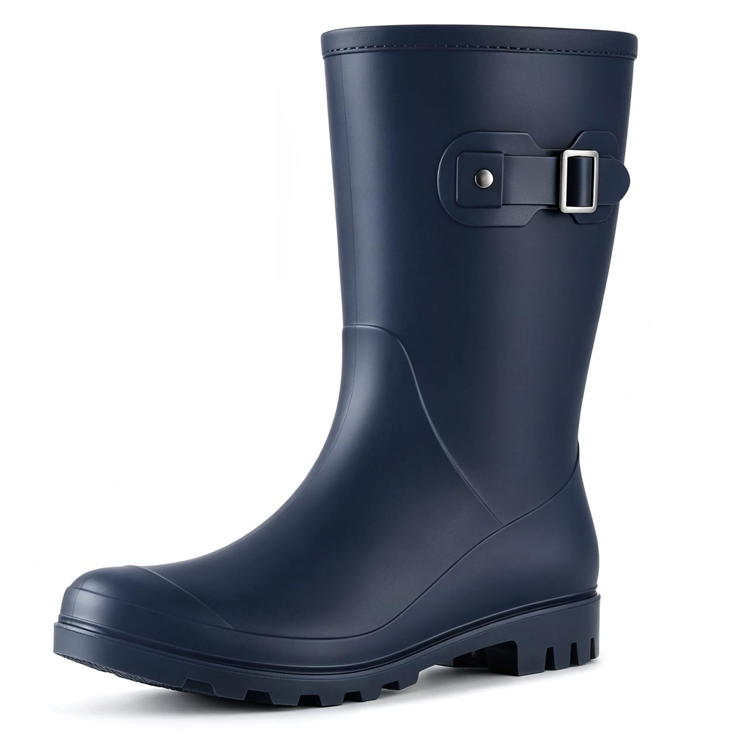 Evshine Women's Mid Calf Rain Boots Waterproof Garden Wellies with Buckle | Lightweight, Non-Slip, Ideal for Gardening, Farm Work, Rainy Days, Comfort Fit