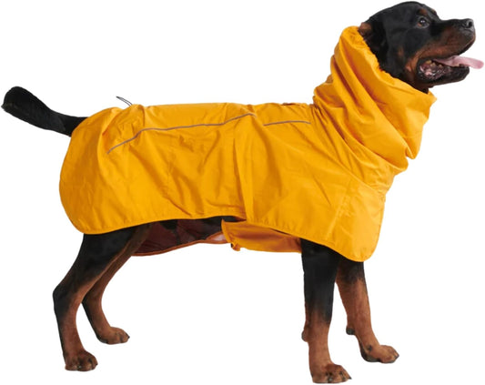 Spark Paws Dog Raincoat - Waterproof Rain Jacket w/Hood, Full Coverage | Waterproof Coat Covers Full Body incl. Belly - Reflective, Covered Harness Holes, Lightweight, Small, Medium & Large Dogs