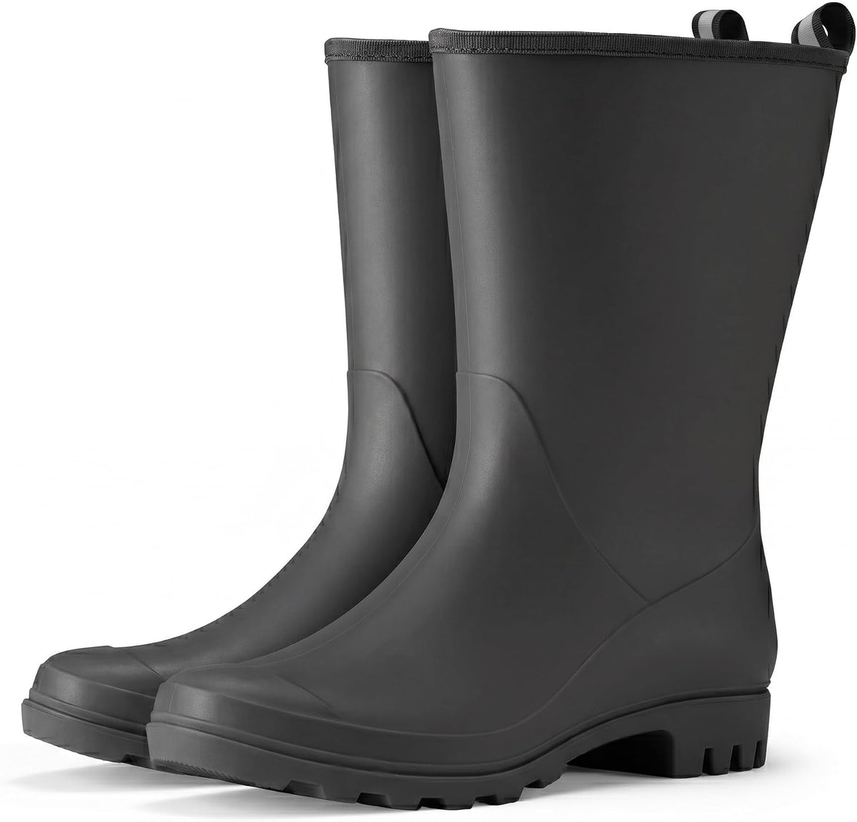 HISEA Women Rubber Boots Wide Calf Rain Boots | Seamless Matte Surface Waterproof PVC Rubber Rain Shoes for Farm Barn Garden Outdoor Work