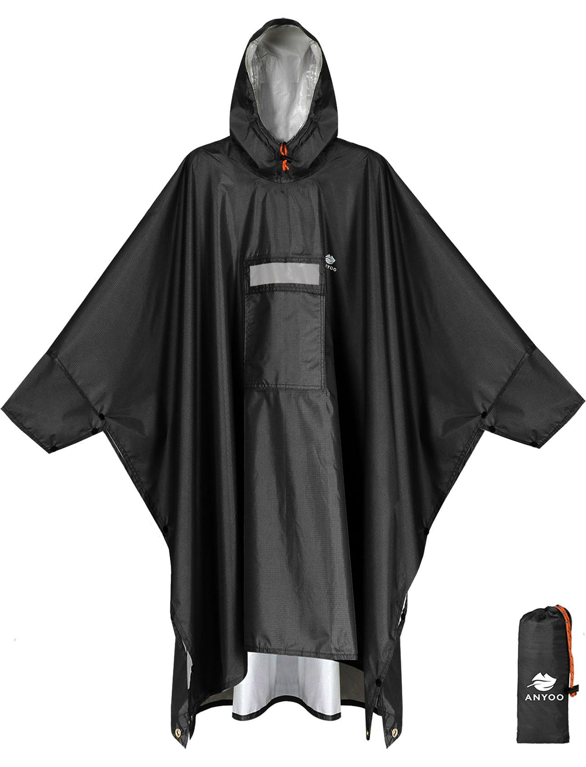 ANYOO Hooded Rain Poncho for Adult Waterproof Lightweight Raincoat | Reusable Rain Jacket for Men Women Portable Pouch & Packable Design,Emergency Travel Rain Ponchos for Outdoor Hiking Camping