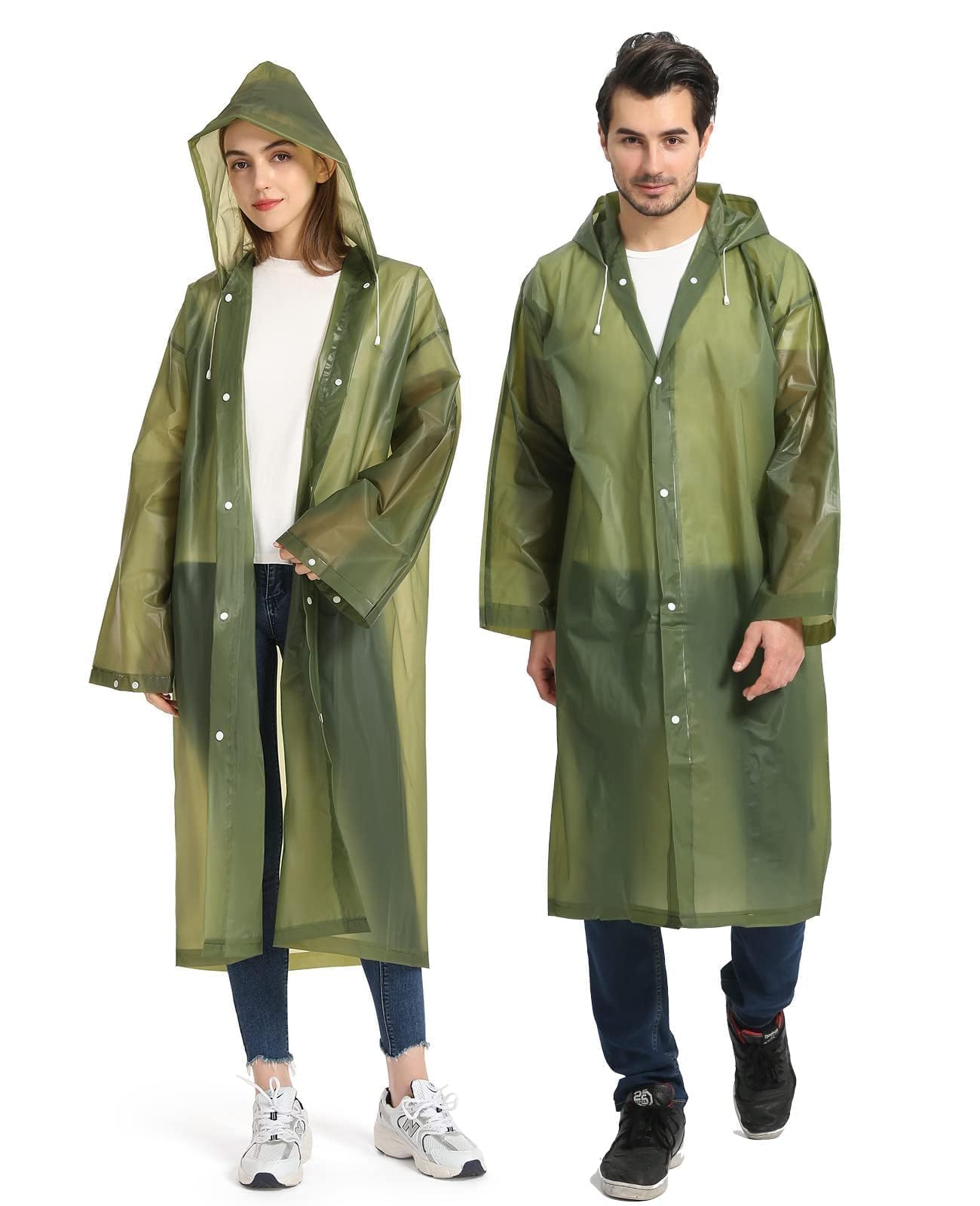Opret 2 Pack Raincoats for Adults Reusable, EVA Rain Ponchos Lightweight Rain Coat Waterproof Rain Gear for Men and Women