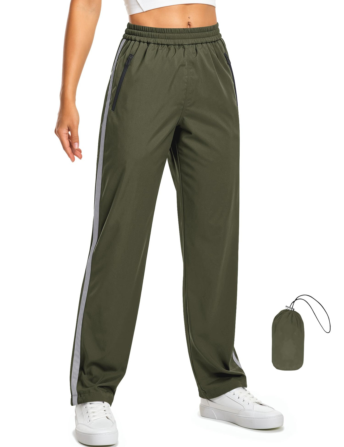 TCOT Rain Pants Lightweight Packable Hiking Pant Outdoor Waterproof Trouser | Hiking Pants, Reflective Side Stripe Rain Pants, Outdoor Waterproof Overpant, Fishing Overpants, Packable Windproof Trousers