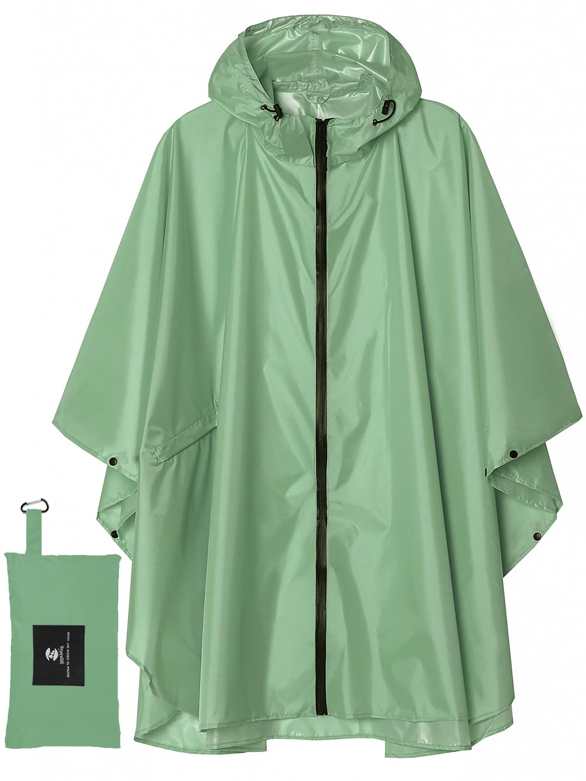 SaphiRose Adult Rain Poncho Waterproof Hooded Zipper Raincoat with Pockets | OEKO-TEX Certified 100% Polyester, Lightweight Packable Storage Pouch, Heat-Sealed Seams, Quick-Dry for Outdoor Hiking