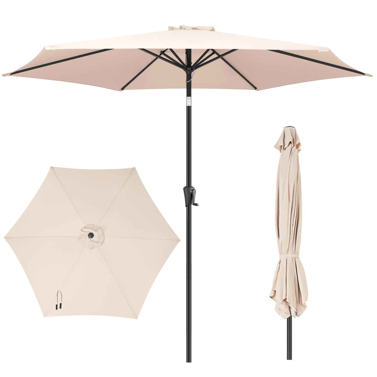 Patio Umbrella Rectangular with Button Tilt, 6.5 x 10ft Ivory | Waterproof UV Protection, Rectangle Porch Deck Umbrella for Pool, Table, Garden, Backyard, Provides Shade