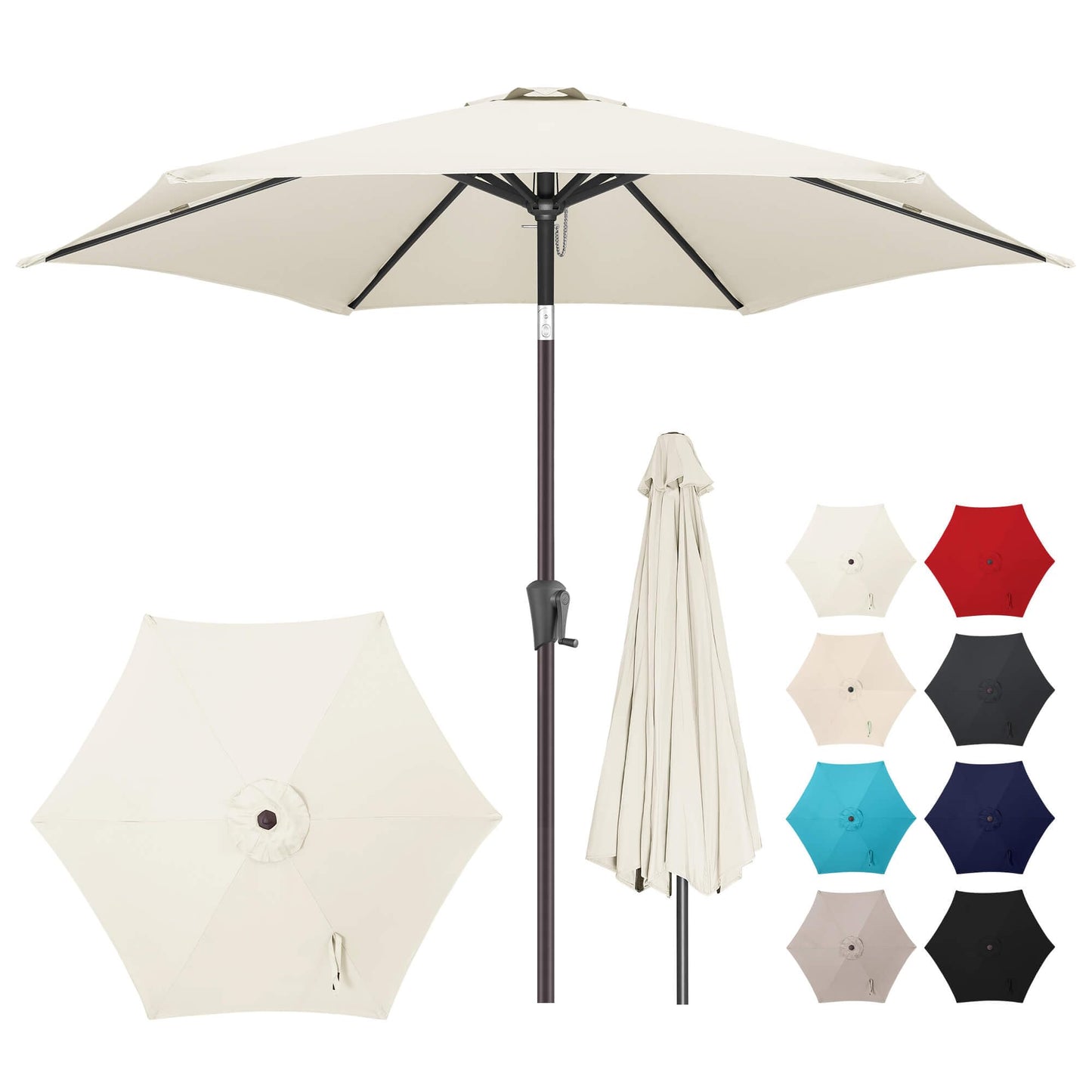 Patio Umbrella Rectangular with Button Tilt, 6.5 x 10ft Ivory | Waterproof UV Protection, Rectangle Porch Deck Umbrella for Pool, Table, Garden, Backyard, Provides Shade