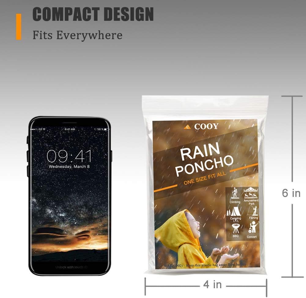COOY Disposable Rain Ponchos for Adults (10 Pack), Family Pack for Travel | Better Value Per Poncho, Full Sleeve Design with Elastic Cuffs, Disney Trips, Outdoor Events, Easy Carry Travel Essential