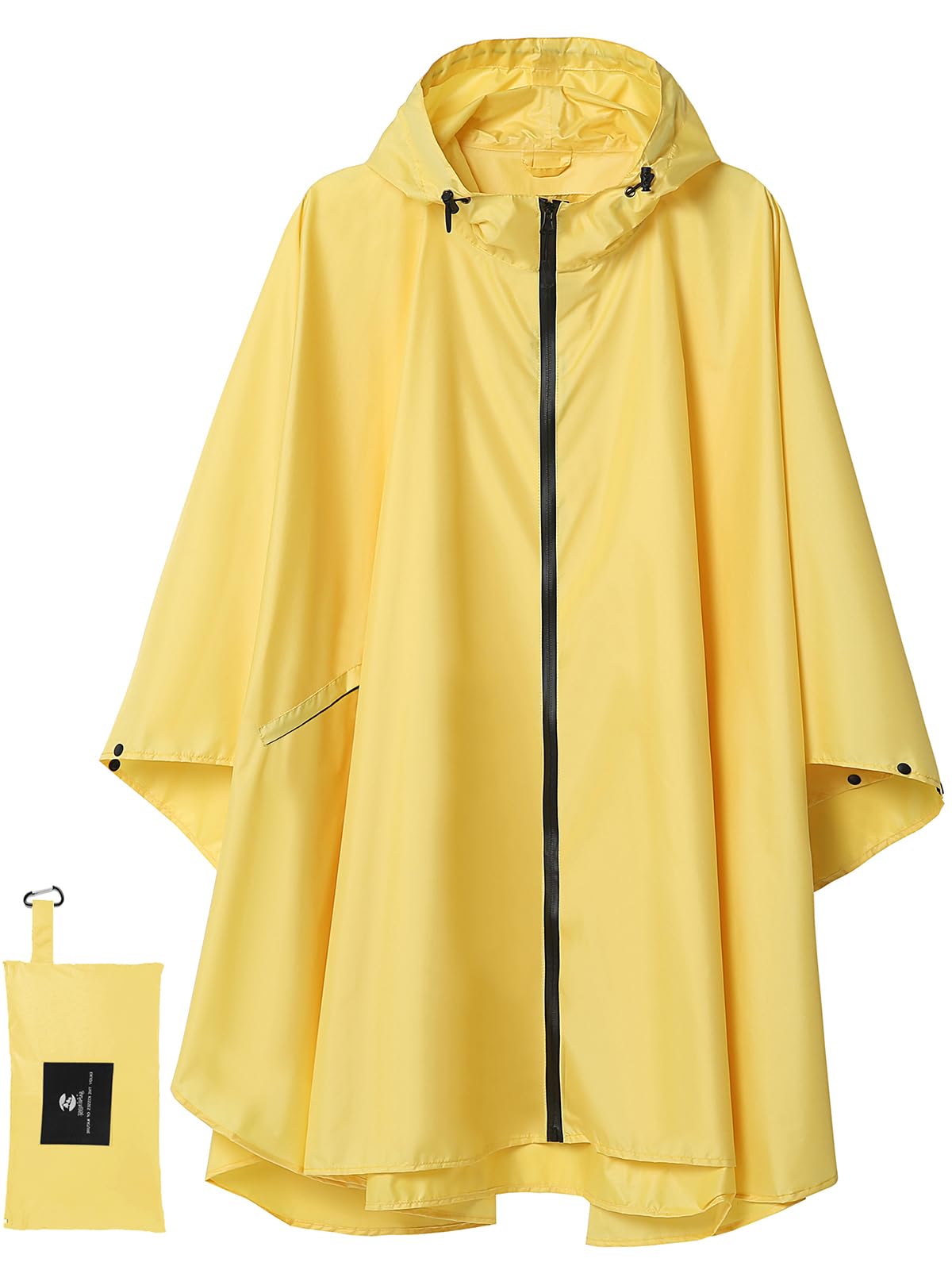 SaphiRose Adult Rain Poncho Waterproof Hooded Zipper Raincoat with Pockets | OEKO-TEX Certified 100% Polyester, Lightweight Packable Storage Pouch, Heat-Sealed Seams, Quick-Dry for Outdoor Hiking