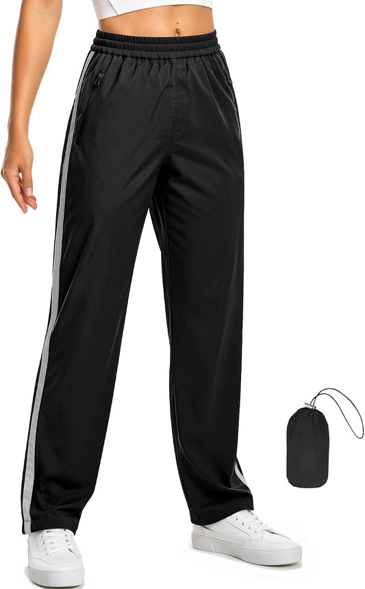 TCOT Rain Pants Lightweight Packable Hiking Pant Outdoor Waterproof Trouser | Hiking Pants, Reflective Side Stripe Rain Pants, Outdoor Waterproof Overpant, Fishing Overpants, Packable Windproof Trousers