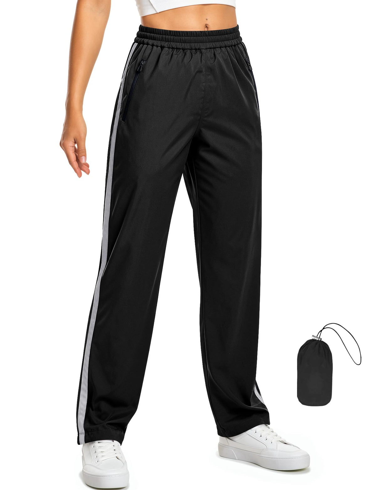 TCOT Rain Pants Lightweight Packable Hiking Pant Outdoor Waterproof Trouser | Hiking Pants, Reflective Side Stripe Rain Pants, Outdoor Waterproof Overpant, Fishing Overpants, Packable Windproof Trousers
