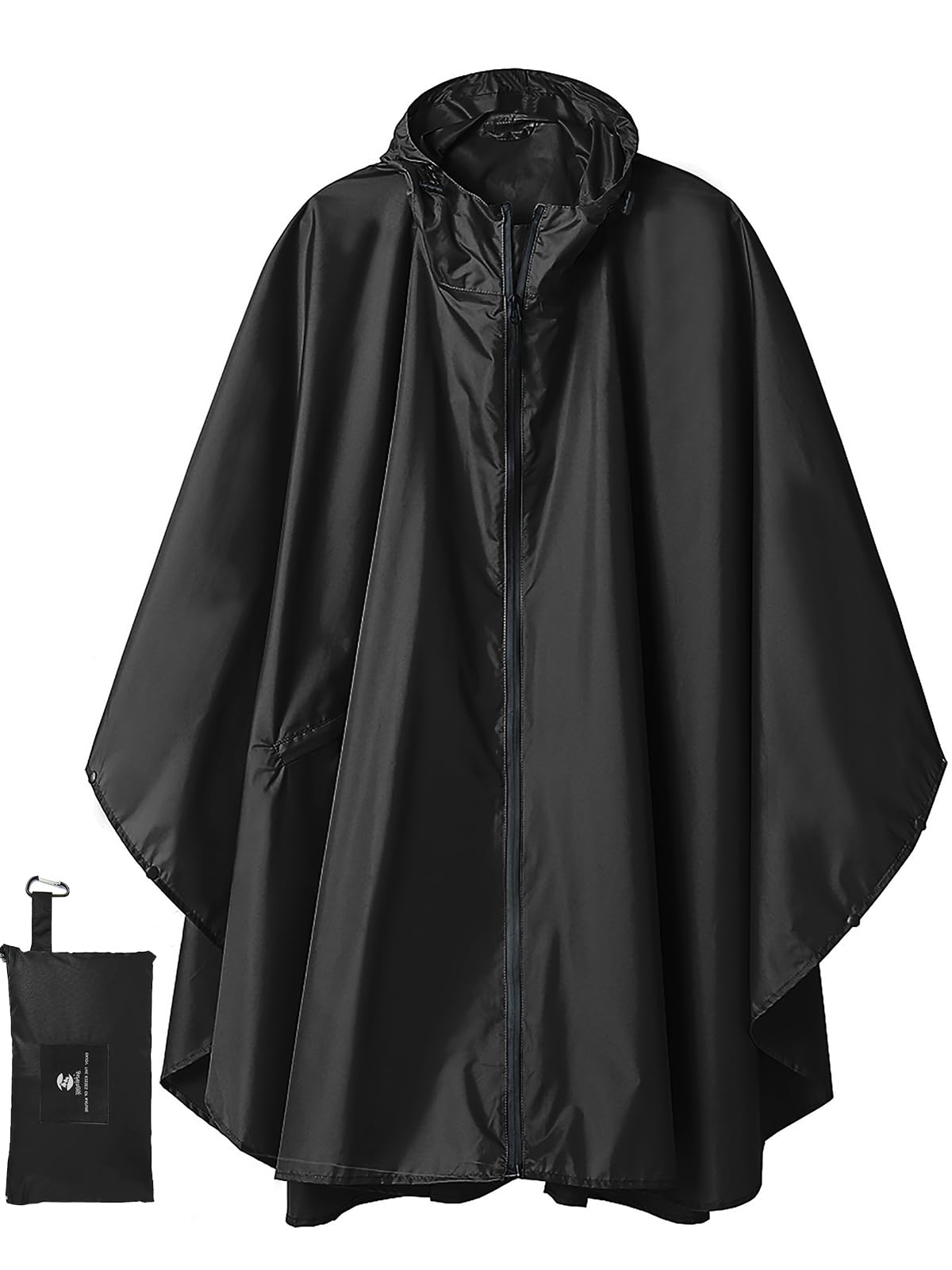 SaphiRose Adult Rain Poncho Waterproof Hooded Zipper Raincoat with Pockets | OEKO-TEX Certified 100% Polyester, Lightweight Packable Storage Pouch, Heat-Sealed Seams, Quick-Dry for Outdoor Hiking