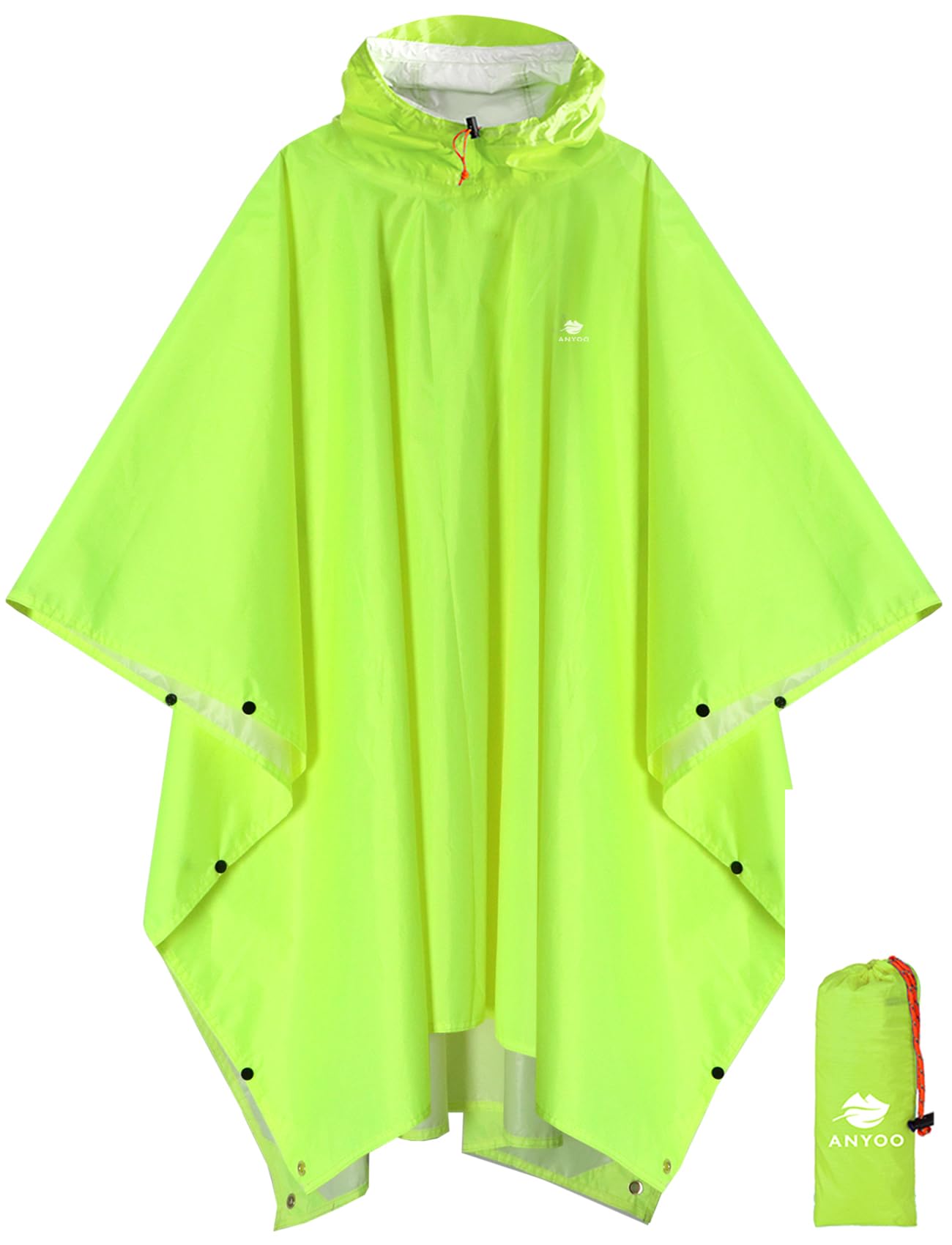 ANYOO Hooded Rain Poncho for Adult Waterproof Lightweight Raincoat | Reusable Rain Jacket for Men Women Portable Pouch & Packable Design,Emergency Travel Rain Ponchos for Outdoor Hiking Camping
