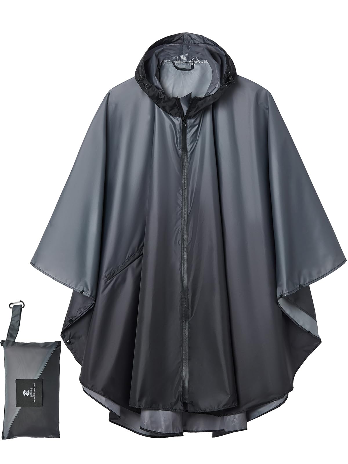 SaphiRose Adult Rain Poncho Waterproof Hooded Zipper Raincoat with Pockets | OEKO-TEX Certified 100% Polyester, Lightweight Packable Storage Pouch, Heat-Sealed Seams, Quick-Dry for Outdoor Hiking