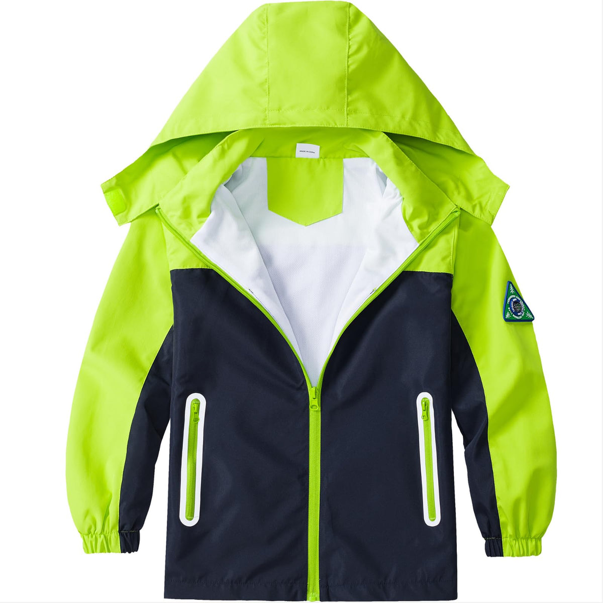 Boys Rain Jacket with Detachable Hood Lightweight Raincoats for Kids